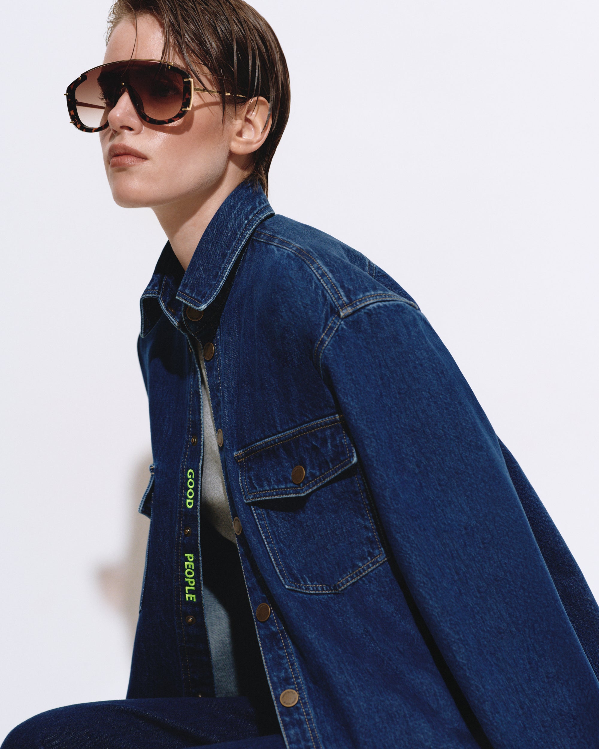 Dark blue denim shirt "OVERSIZE"