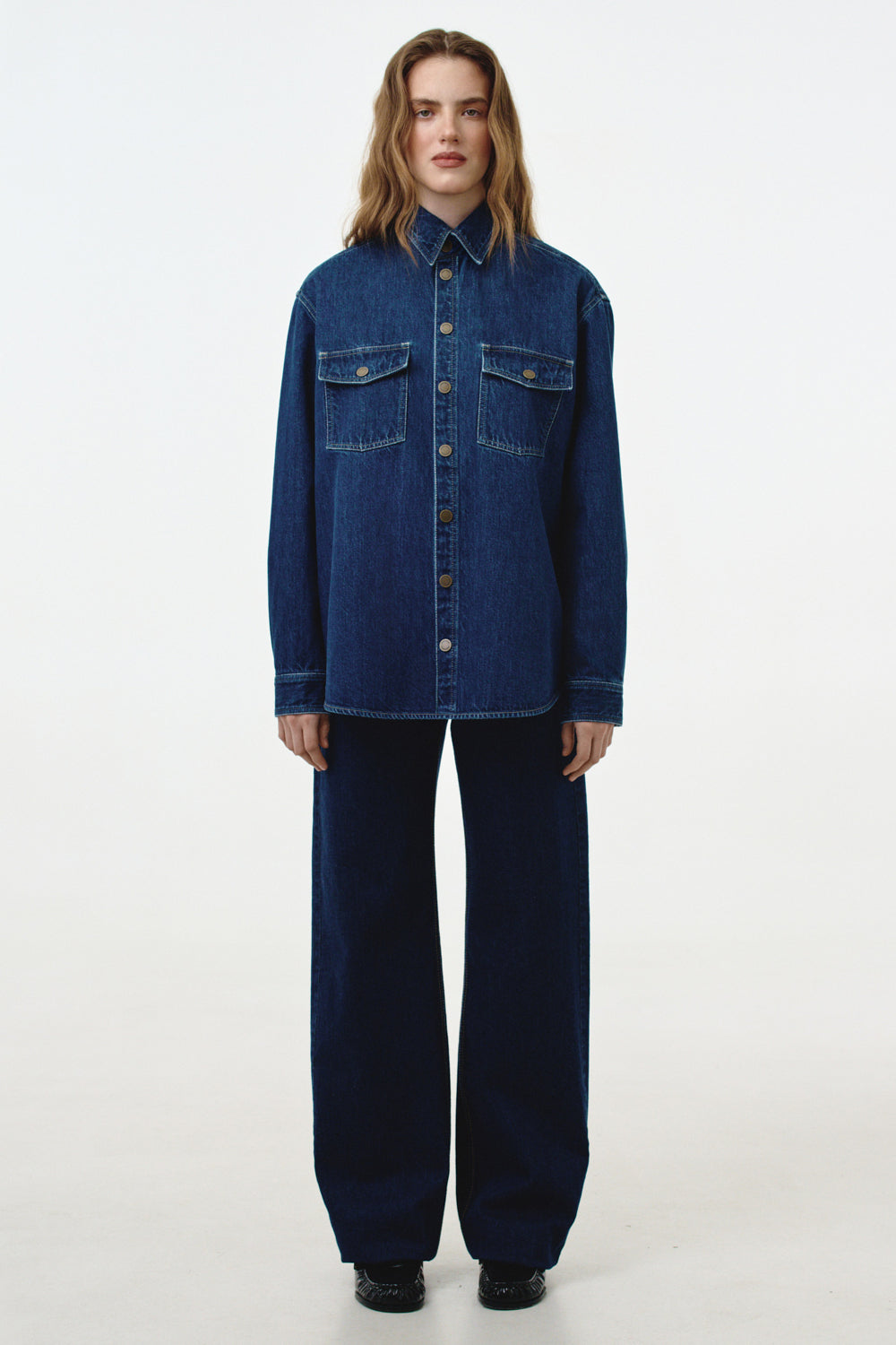 Сорочка джинсова темно-синя "OVERSIZE"