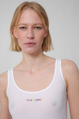Bodysuit with colored logo