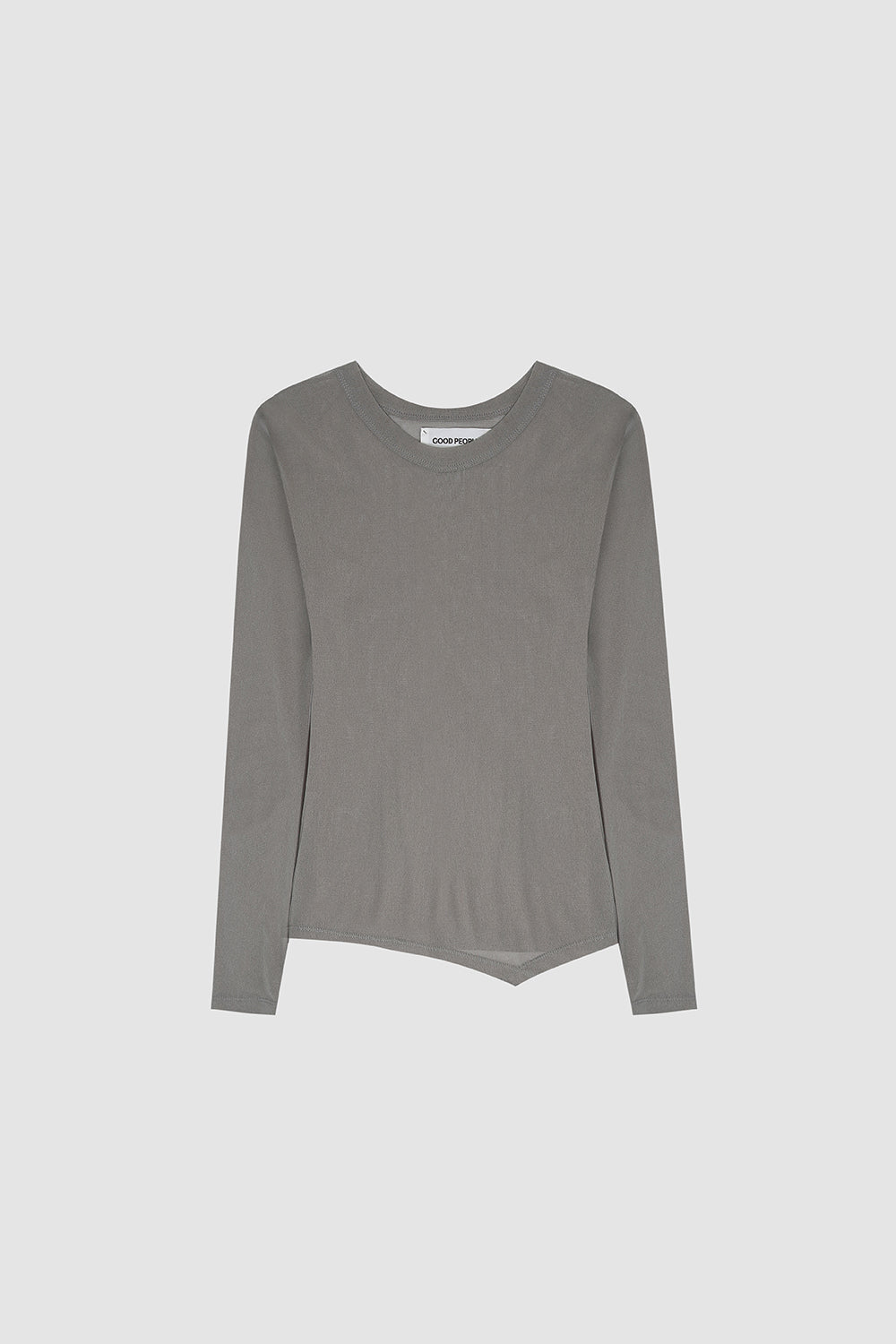 Transparent long-sleeve top with asymmetric hem