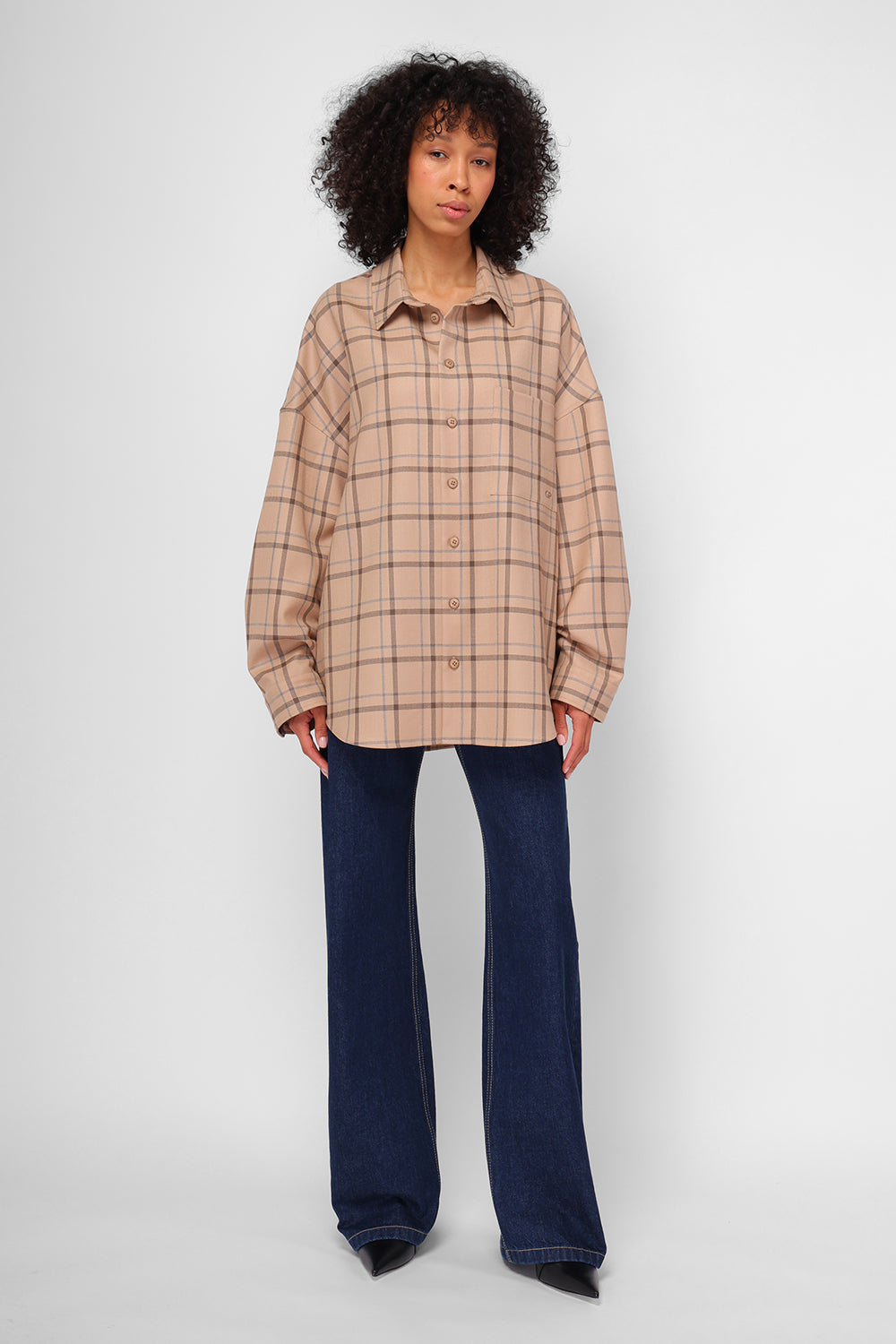 Сорочка бежева " PLAID OVERSIZE"