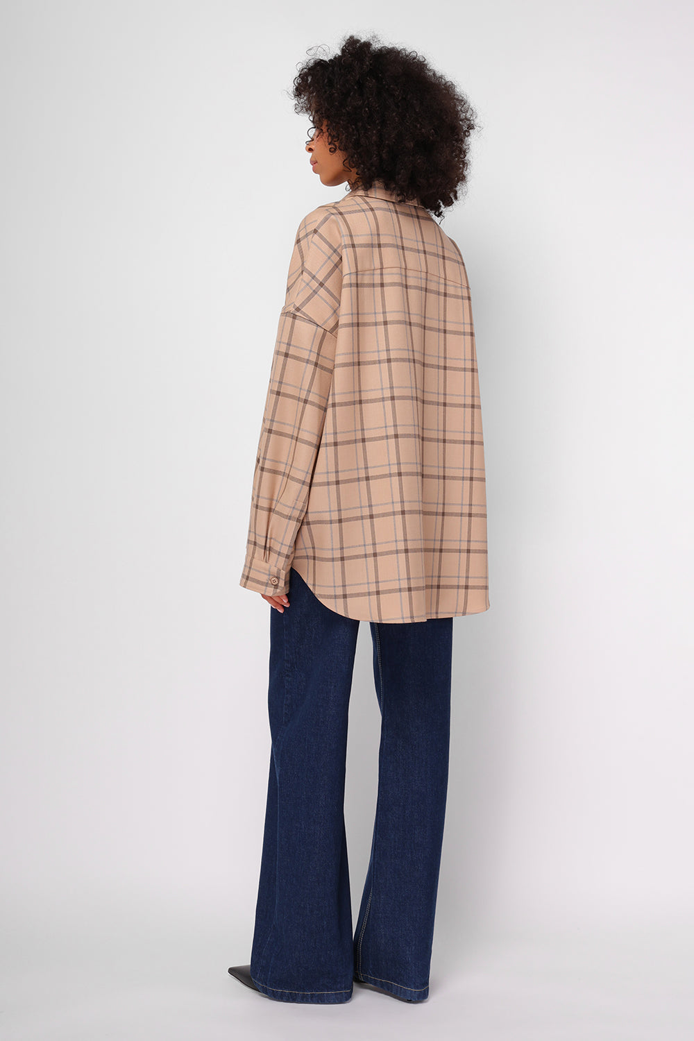 Сорочка бежева " PLAID OVERSIZE"