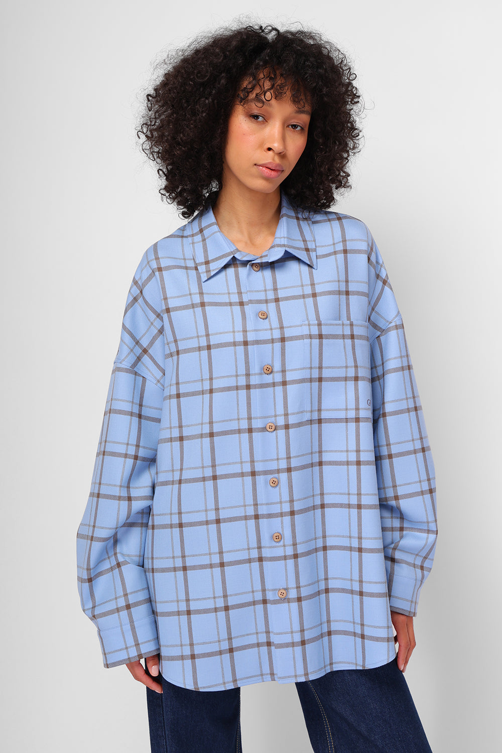Сорочка блакитна "PLAID OVERSIZE "